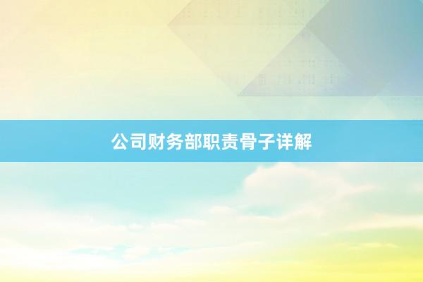 公司财务部职责骨子详解