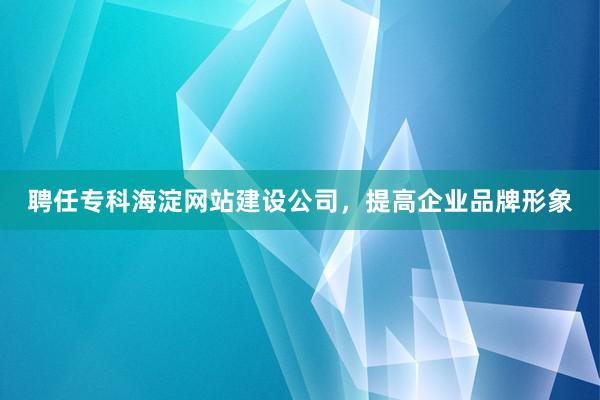 聘任专科海淀网站建设公司，提高企业品牌形象